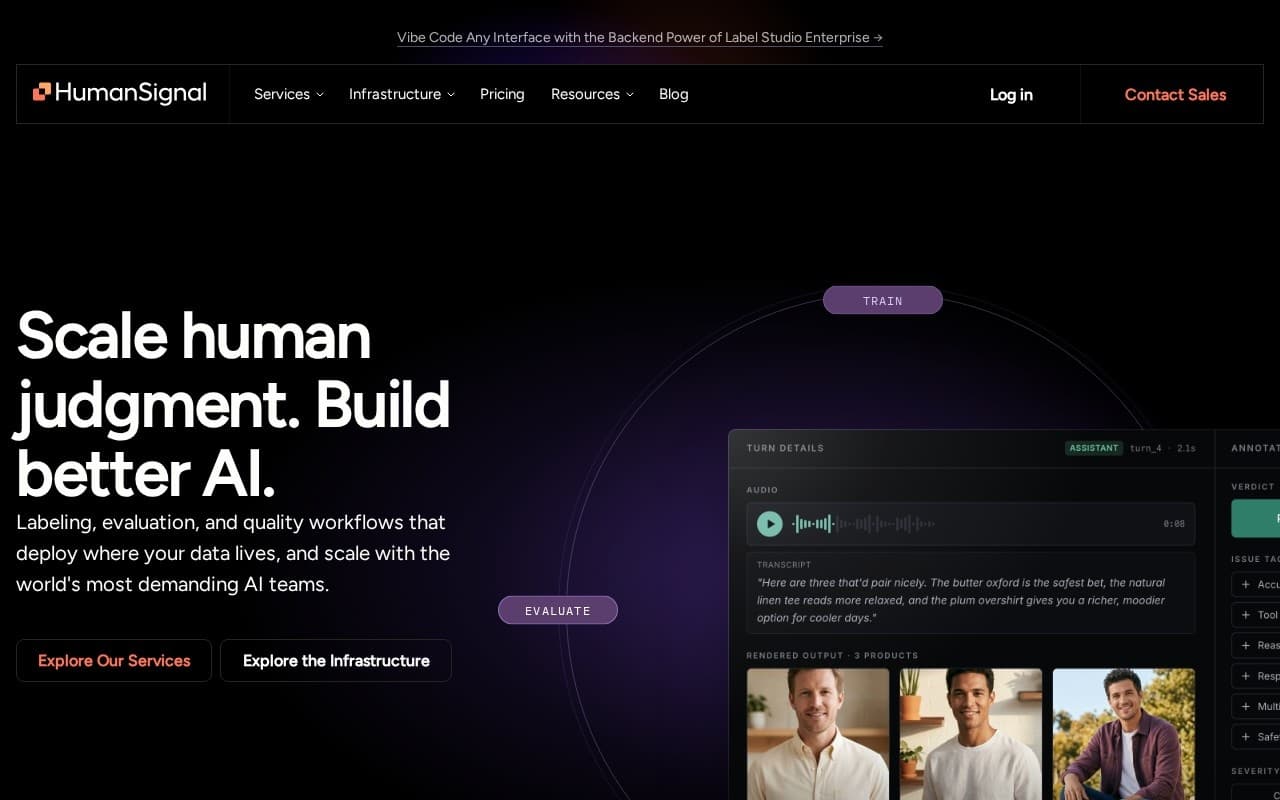 HumanSignal homepage screenshot