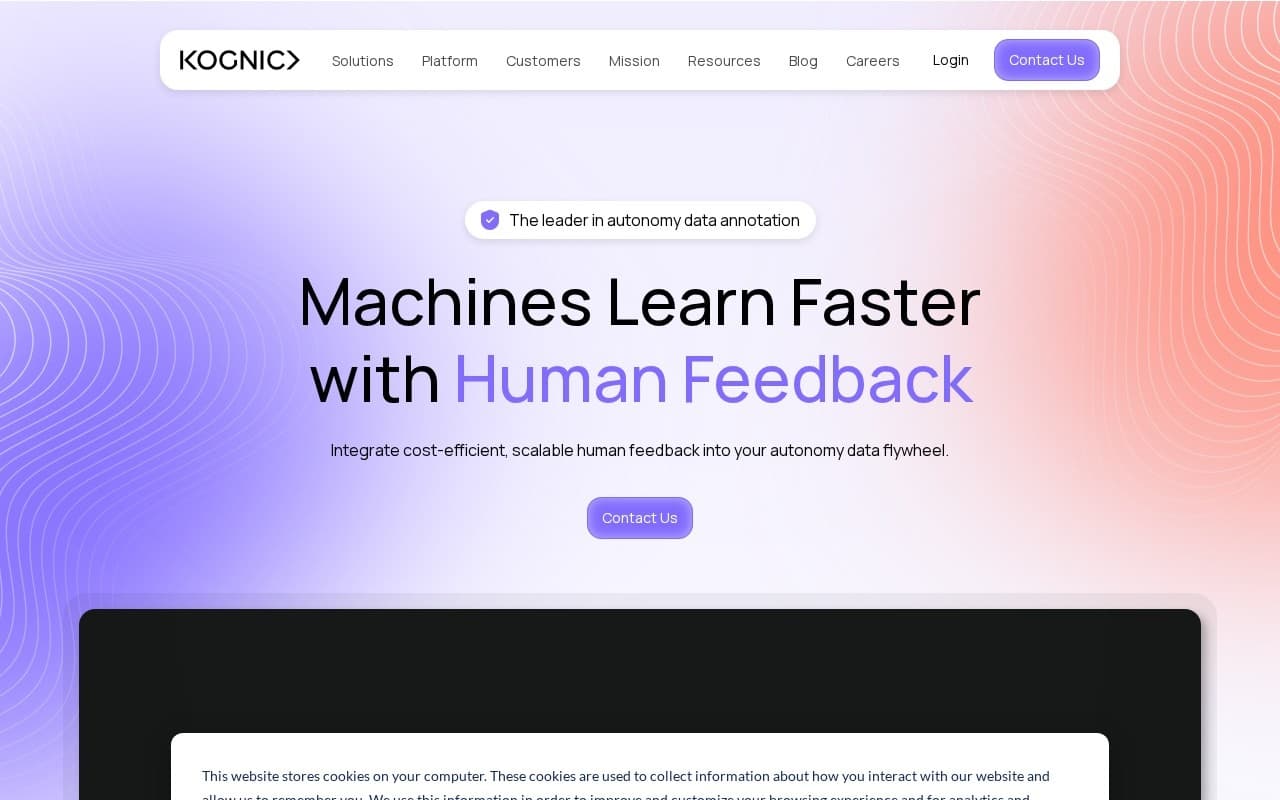 Kognic homepage screenshot