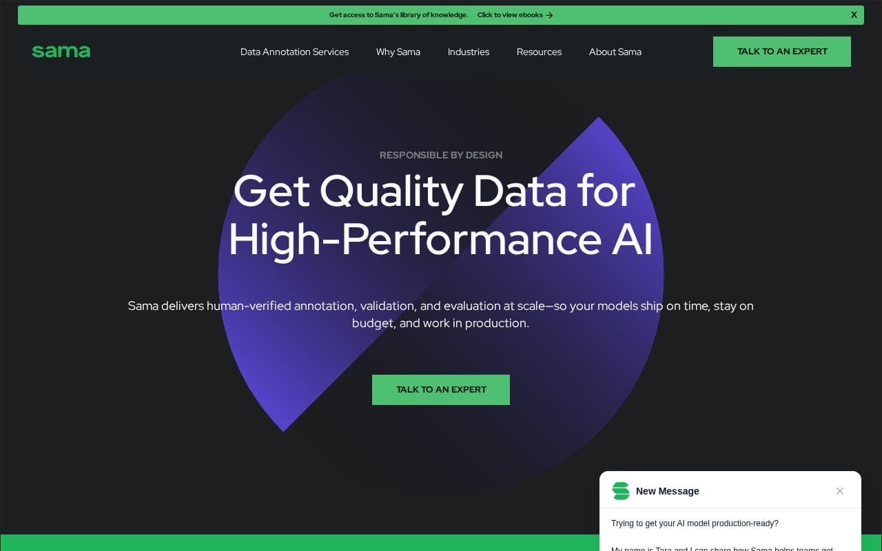 Sama homepage screenshot