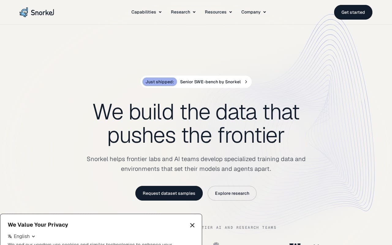 Snorkel AI homepage screenshot